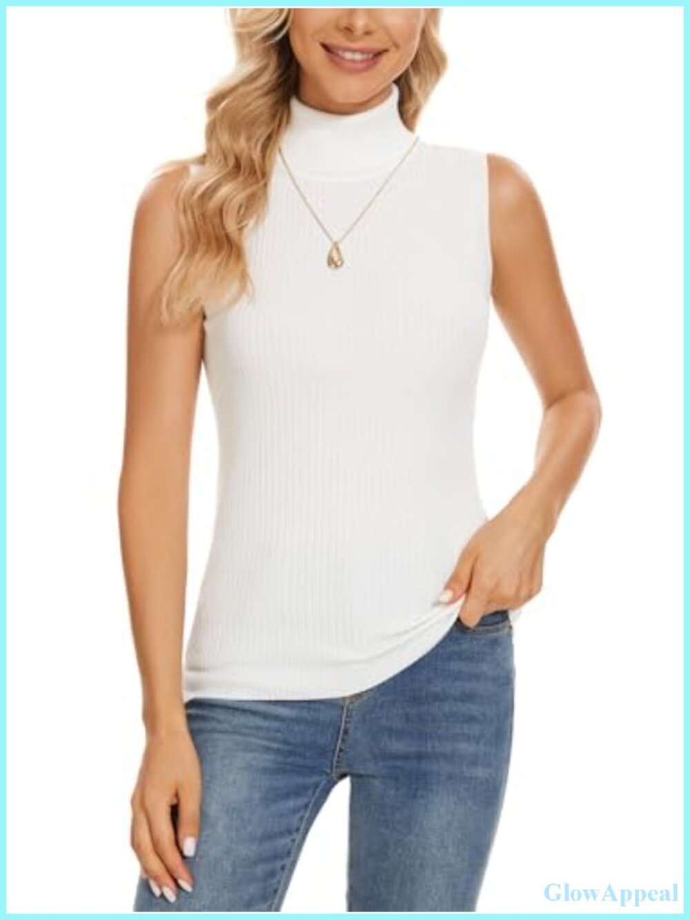 Sleeveless Turtleneck Knit Vest Slim Fit Layering Top